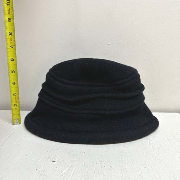 Scala 100% Wool Black Cloche Hat One Size Vintage - Picture 7 of 7